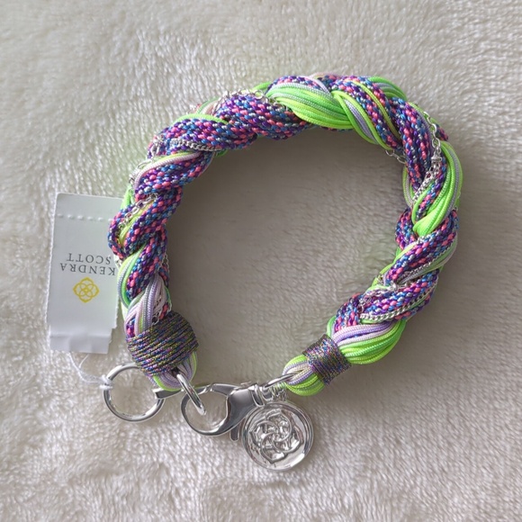 Kendra Scott Masie Silver Corded Braded Friendship Bracelet Lilac Mix Paracord - Picture 4 of 11